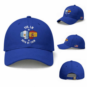 Yes Im Both Of Them Argentina Spain Fist Bump Graphic Baseball Cap Proud Spanish Argentine Dual Heritage Pride Match Day