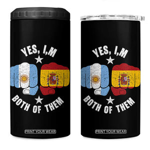 Yes Im Both Of Them Argentina Spain Fist Bump Graphic 4 in 1 Can Cooler Tumbler Proud Spanish Argentine Dual Heritage Pride Match Day