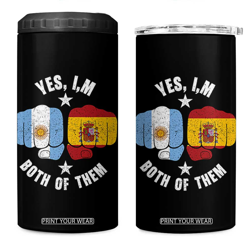 Yes Im Both Of Them Argentina Spain Fist Bump Graphic 4 in 1 Can Cooler Tumbler Proud Spanish Argentine Dual Heritage Pride Match Day TS02 One Size: 16 oz Black Print Your Wear