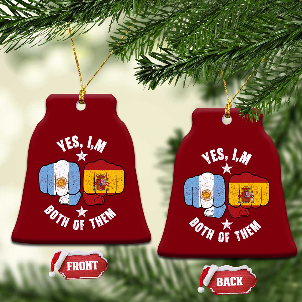 Yes Im Both Of Them Argentina Spain Fist Bump Graphic Ceramic Ornament Proud Spanish Argentine Dual Heritage Pride Match Day
