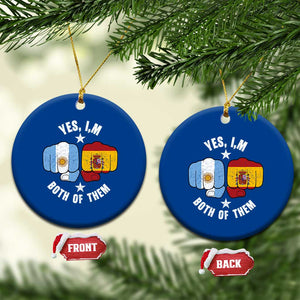 Yes Im Both Of Them Argentina Spain Fist Bump Graphic Ceramic Ornament Proud Spanish Argentine Dual Heritage Pride Match Day