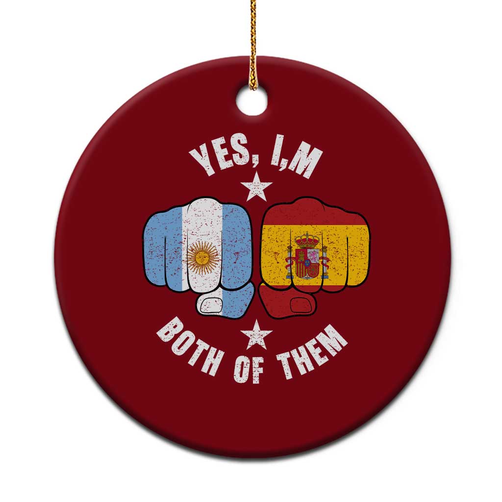 Yes Im Both Of Them Argentina Spain Fist Bump Graphic Ceramic Ornament Proud Spanish Argentine Dual Heritage Pride Match Day