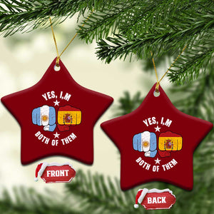 Yes Im Both Of Them Argentina Spain Fist Bump Graphic Ceramic Ornament Proud Spanish Argentine Dual Heritage Pride Match Day