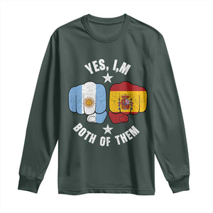 Yes Im Both Of Them Argentina Spain Fist Bump Graphic Long Sleeve Shirt Proud Spanish Argentine Dual Heritage Pride Match Day