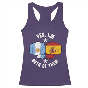 Yes Im Both Of Them Argentina Spain Fist Bump Graphic Racerback Tank Top Proud Spanish Argentine Dual Heritage Pride Match Day