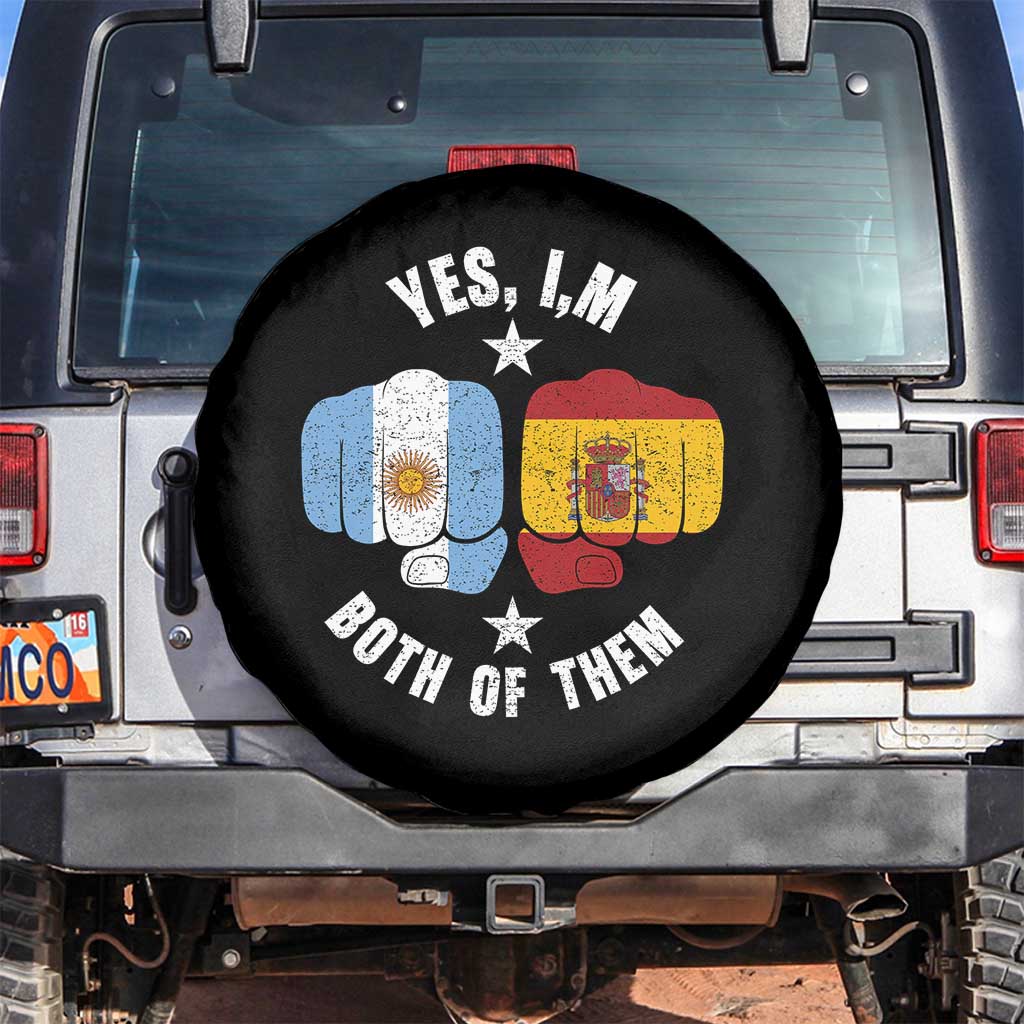 Yes Im Both Of Them Argentina Spain Fist Bump Graphic Spare Tire Cover Proud Spanish Argentine Dual Heritage Pride Match Day