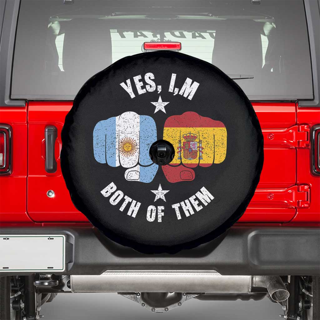 Yes Im Both Of Them Argentina Spain Fist Bump Graphic Spare Tire Cover Proud Spanish Argentine Dual Heritage Pride Match Day