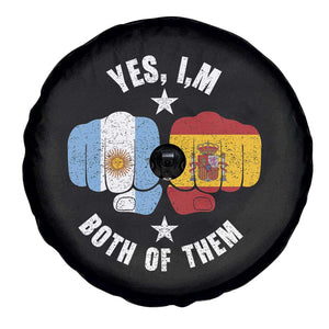 Yes Im Both Of Them Argentina Spain Fist Bump Graphic Spare Tire Cover Proud Spanish Argentine Dual Heritage Pride Match Day