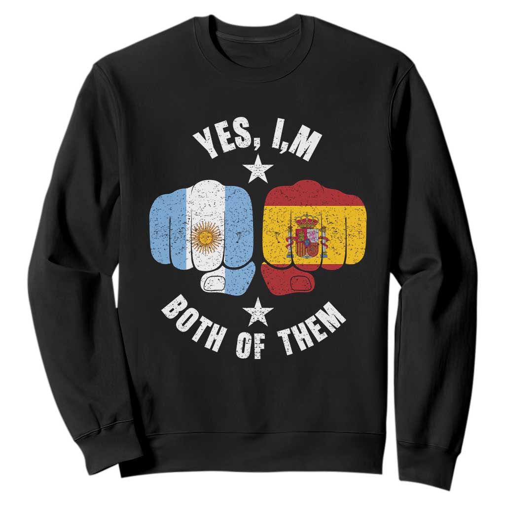 Yes Im Both Of Them Argentina Spain Fist Bump Graphic Sweatshirt Proud Spanish Argentine Dual Heritage Pride Match Day
