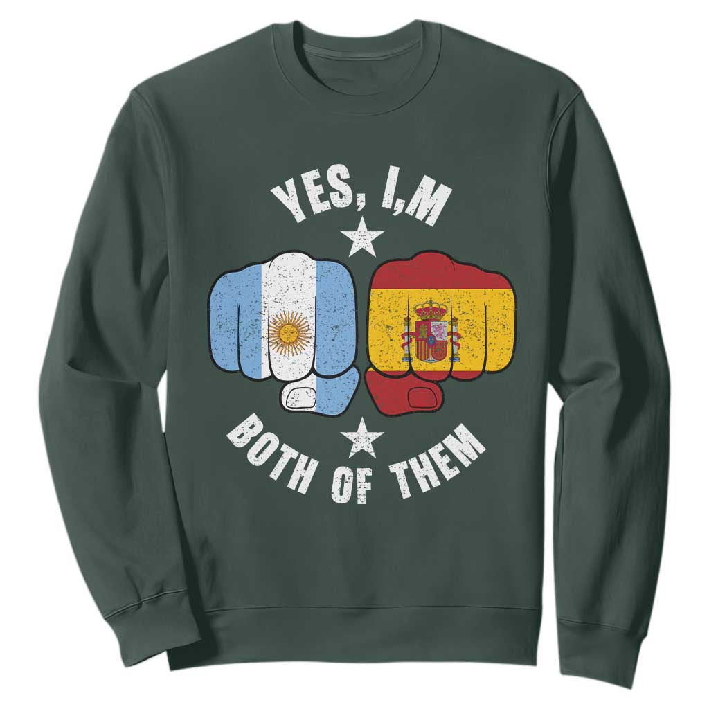 Yes Im Both Of Them Argentina Spain Fist Bump Graphic Sweatshirt Proud Spanish Argentine Dual Heritage Pride Match Day
