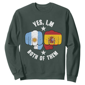 Yes Im Both Of Them Argentina Spain Fist Bump Graphic Sweatshirt Proud Spanish Argentine Dual Heritage Pride Match Day