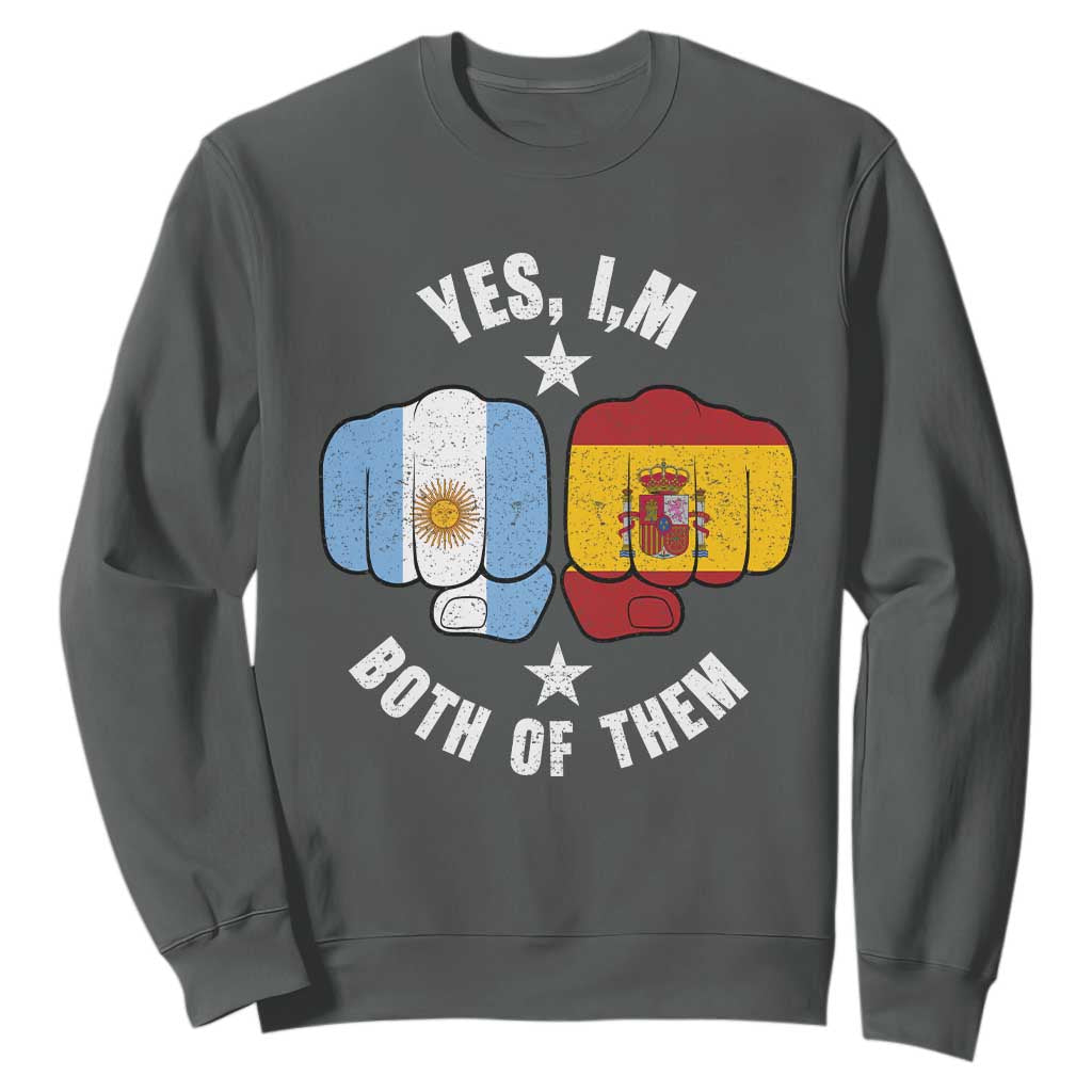 Yes Im Both Of Them Argentina Spain Fist Bump Graphic Sweatshirt Proud Spanish Argentine Dual Heritage Pride Match Day