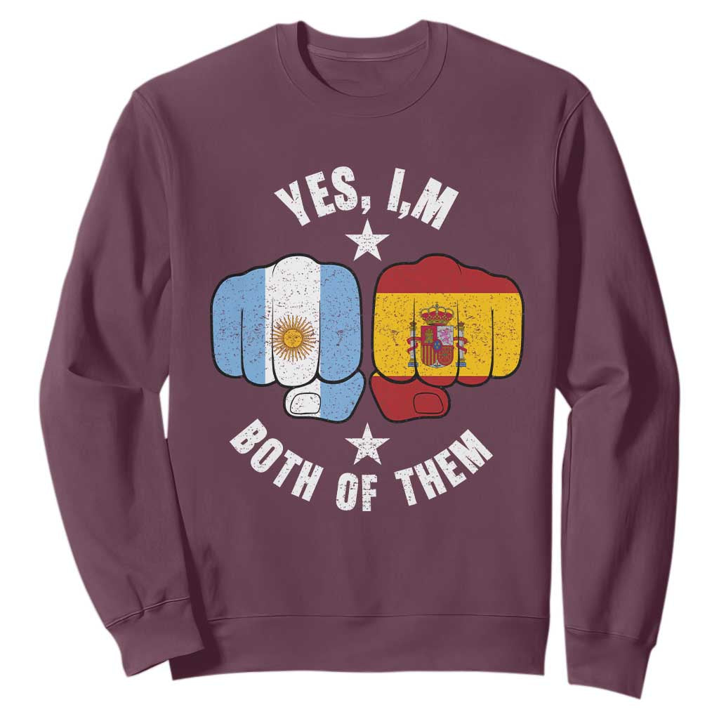 Yes Im Both Of Them Argentina Spain Fist Bump Graphic Sweatshirt Proud Spanish Argentine Dual Heritage Pride Match Day