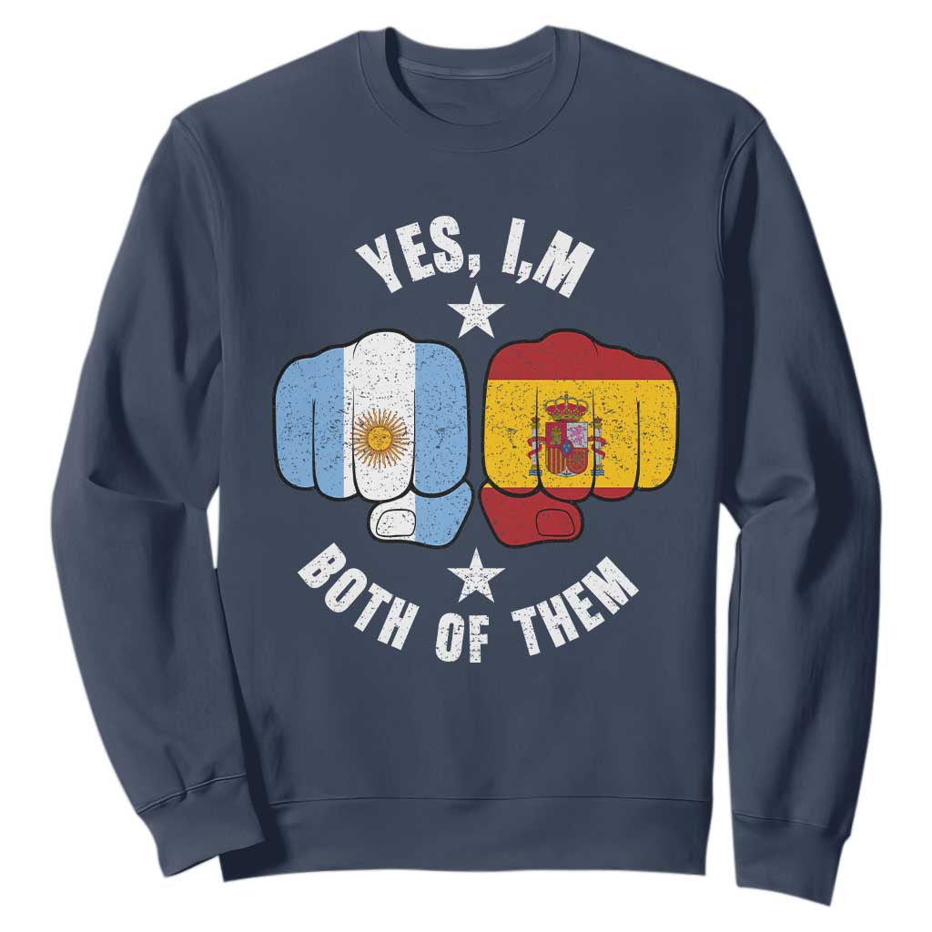 Yes Im Both Of Them Argentina Spain Fist Bump Graphic Sweatshirt Proud Spanish Argentine Dual Heritage Pride Match Day