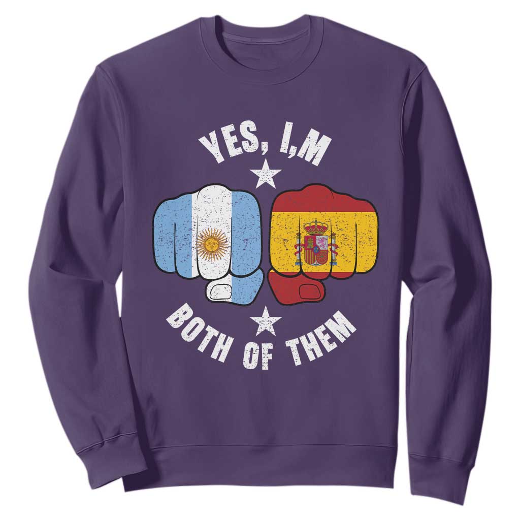 Yes Im Both Of Them Argentina Spain Fist Bump Graphic Sweatshirt Proud Spanish Argentine Dual Heritage Pride Match Day