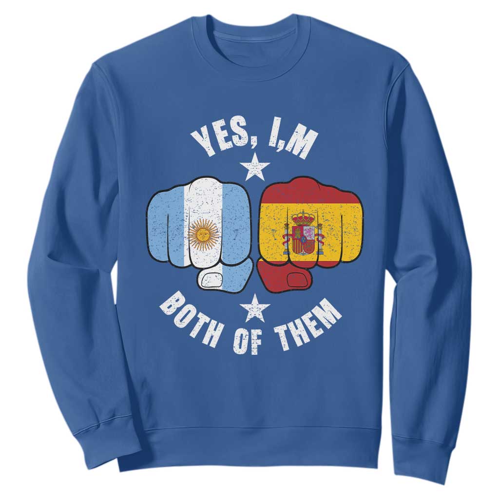Yes Im Both Of Them Argentina Spain Fist Bump Graphic Sweatshirt Proud Spanish Argentine Dual Heritage Pride Match Day