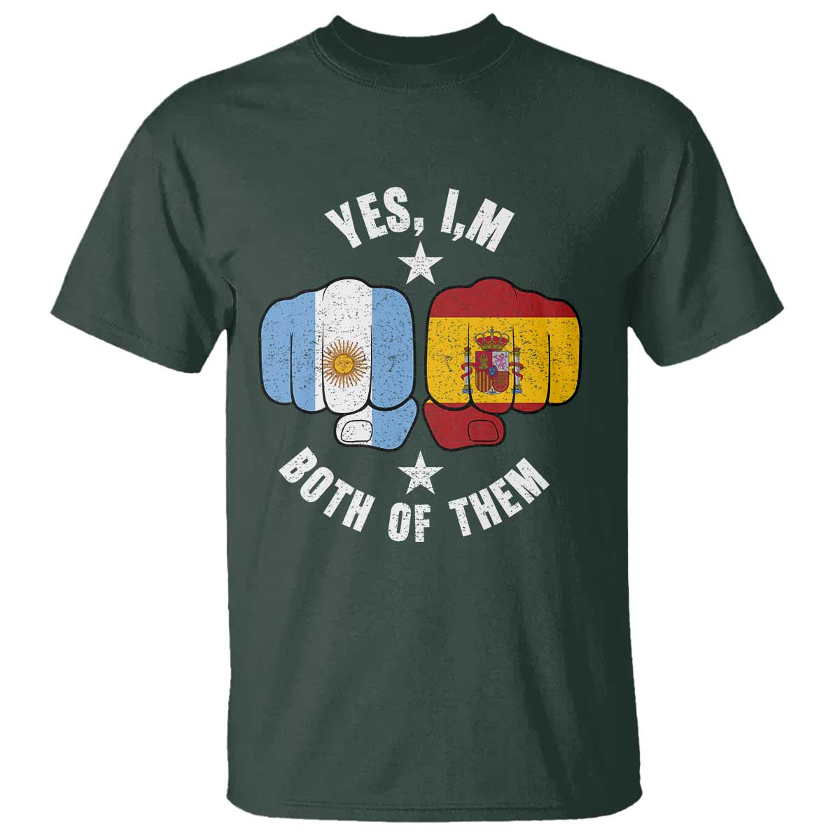 Yes Im Both Of Them Argentina Spain Fist Bump Graphic T Shirt Proud Spanish Argentine Dual Heritage Pride Match Day