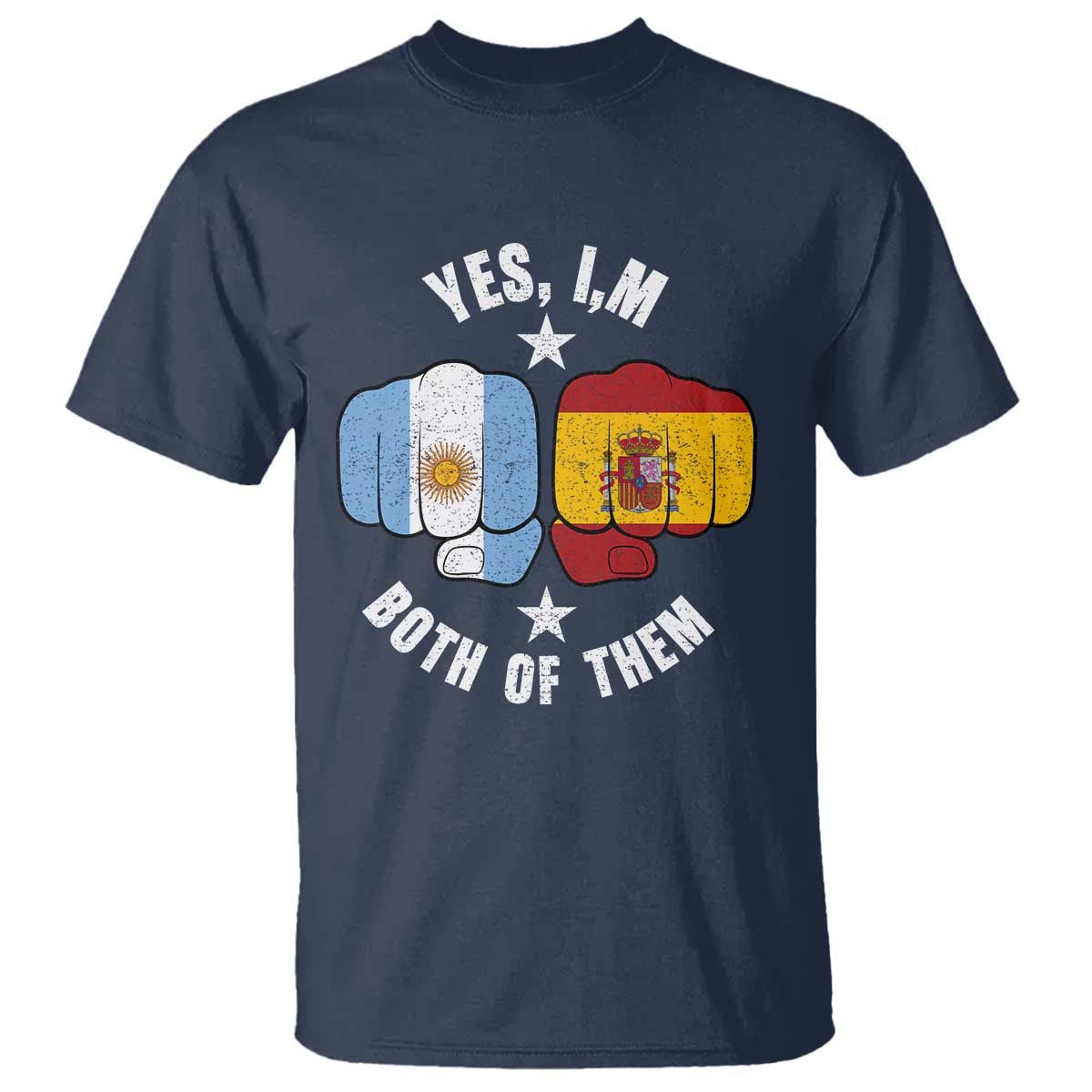 Yes Im Both Of Them Argentina Spain Fist Bump Graphic T Shirt Proud Spanish Argentine Dual Heritage Pride Match Day