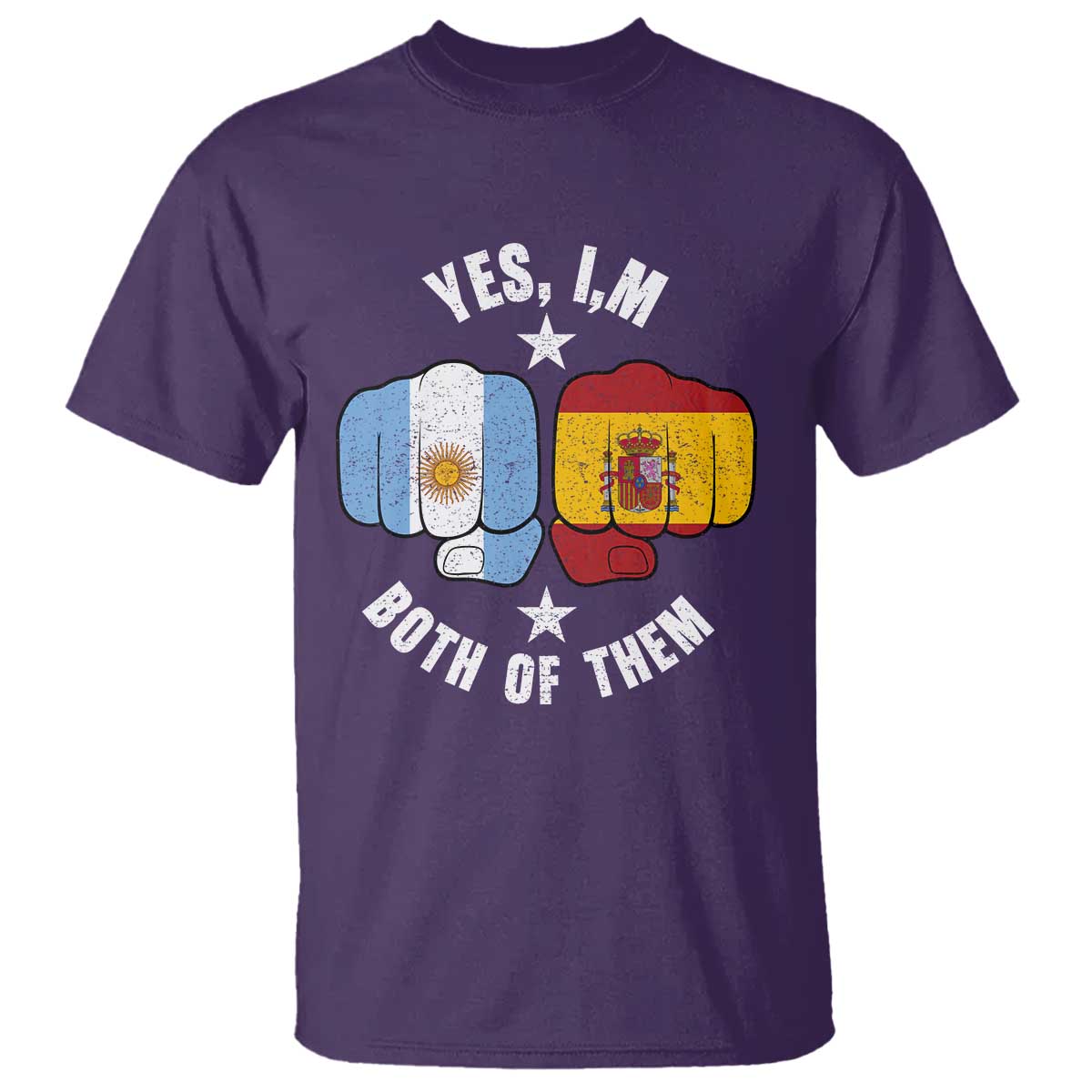 Yes Im Both Of Them Argentina Spain Fist Bump Graphic T Shirt Proud Spanish Argentine Dual Heritage Pride Match Day