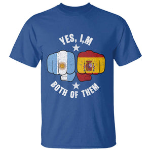 Yes Im Both Of Them Argentina Spain Fist Bump Graphic T Shirt Proud Spanish Argentine Dual Heritage Pride Match Day