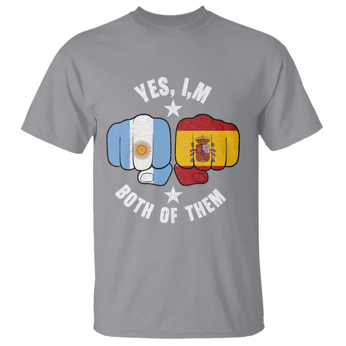 Yes Im Both Of Them Argentina Spain Fist Bump Graphic T Shirt Proud Spanish Argentine Dual Heritage Pride Match Day