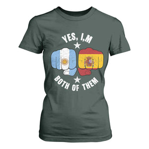 Yes Im Both Of Them Argentina Spain Fist Bump Graphic T Shirt For Women Proud Spanish Argentine Dual Heritage Pride Match Day