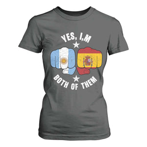 Yes Im Both Of Them Argentina Spain Fist Bump Graphic T Shirt For Women Proud Spanish Argentine Dual Heritage Pride Match Day