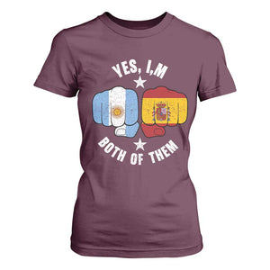 Yes Im Both Of Them Argentina Spain Fist Bump Graphic T Shirt For Women Proud Spanish Argentine Dual Heritage Pride Match Day