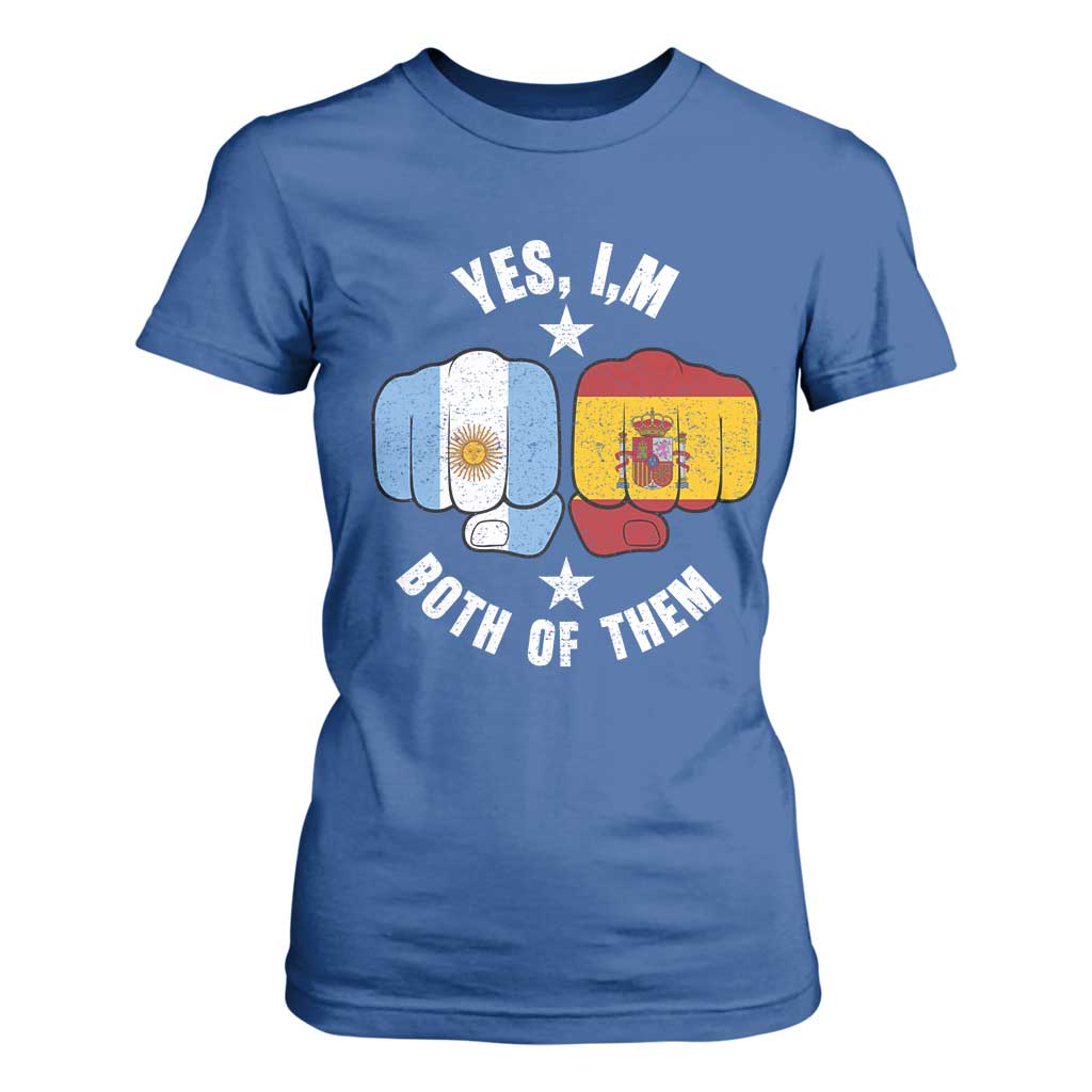 Yes Im Both Of Them Argentina Spain Fist Bump Graphic T Shirt For Women Proud Spanish Argentine Dual Heritage Pride Match Day
