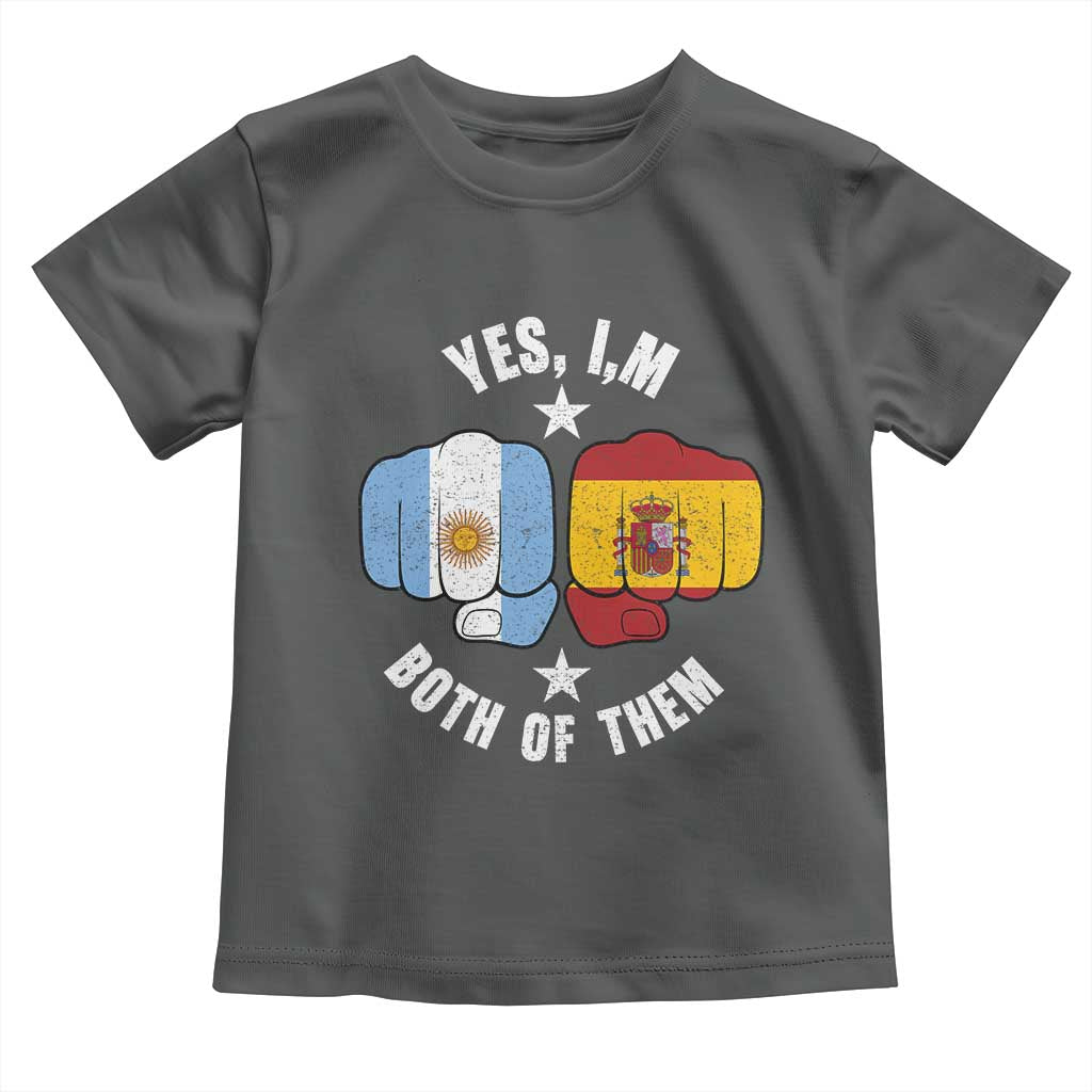 Yes Im Both Of Them Argentina Spain Fist Bump Graphic Toddler T Shirt Proud Spanish Argentine Dual Heritage Pride Match Day