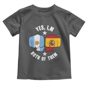 Yes Im Both Of Them Argentina Spain Fist Bump Graphic Toddler T Shirt Proud Spanish Argentine Dual Heritage Pride Match Day