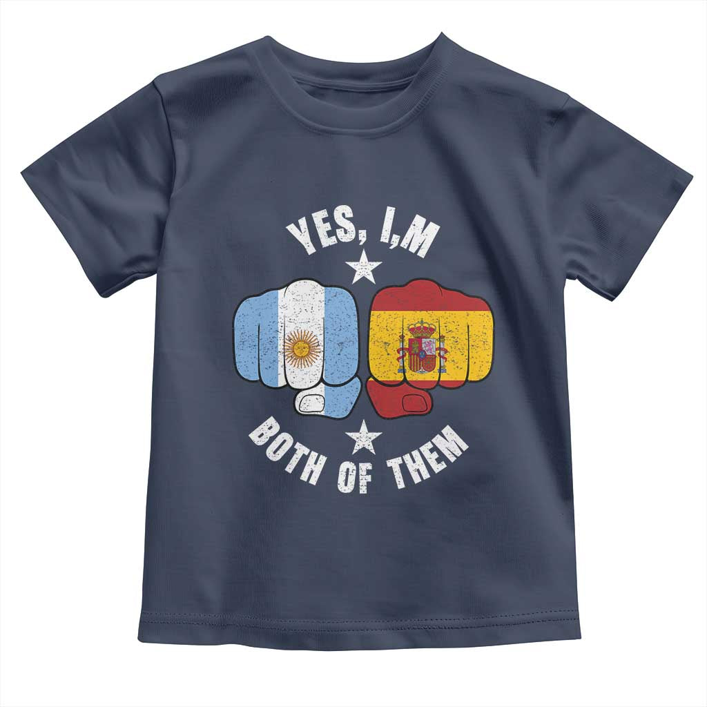 Yes Im Both Of Them Argentina Spain Fist Bump Graphic Toddler T Shirt Proud Spanish Argentine Dual Heritage Pride Match Day