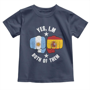 Yes Im Both Of Them Argentina Spain Fist Bump Graphic Toddler T Shirt Proud Spanish Argentine Dual Heritage Pride Match Day