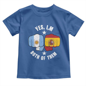 Yes Im Both Of Them Argentina Spain Fist Bump Graphic Toddler T Shirt Proud Spanish Argentine Dual Heritage Pride Match Day