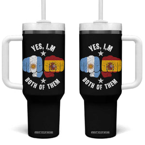 Yes Im Both Of Them Argentina Spain Fist Bump Graphic Tumbler With Handle Proud Spanish Argentine Dual Heritage Pride Match Day