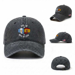 Yes Im Both Of Them Argentina Spain Fist Bump Graphic Washed Cotton Baseball Cap Proud Spanish Argentine Dual Heritage Pride Match Day