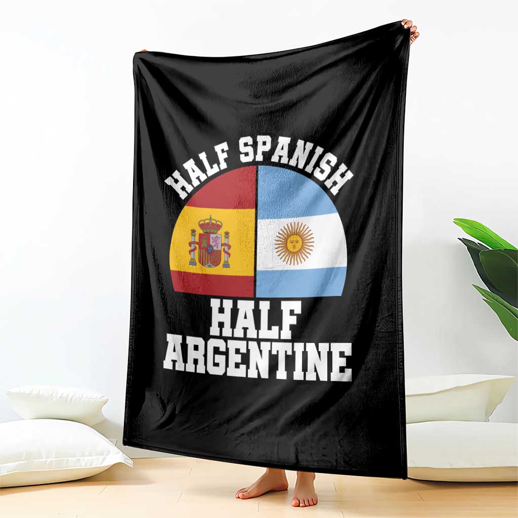 Half Spanish Half Argentine Flag Graphic Throw Blanket Proud Spain Argentina Dual Heritage Pride