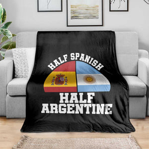 Half Spanish Half Argentine Flag Graphic Throw Blanket Proud Spain Argentina Dual Heritage Pride