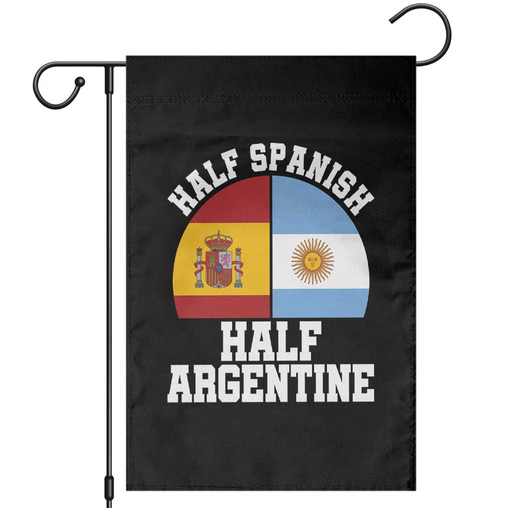 Half Spanish Half Argentine Flag Graphic Garden Flag Proud Spain Argentina Dual Heritage Pride TS02 Black Print Your Wear