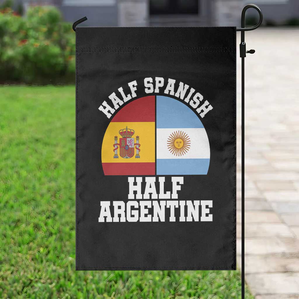 Half Spanish Half Argentine Flag Graphic Garden Flag Proud Spain Argentina Dual Heritage Pride