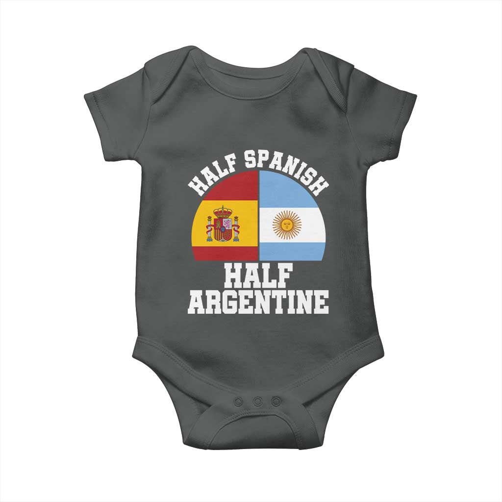 Half Spanish Half Argentine Flag Graphic Baby Onesie Proud Spain Argentina Dual Heritage Pride