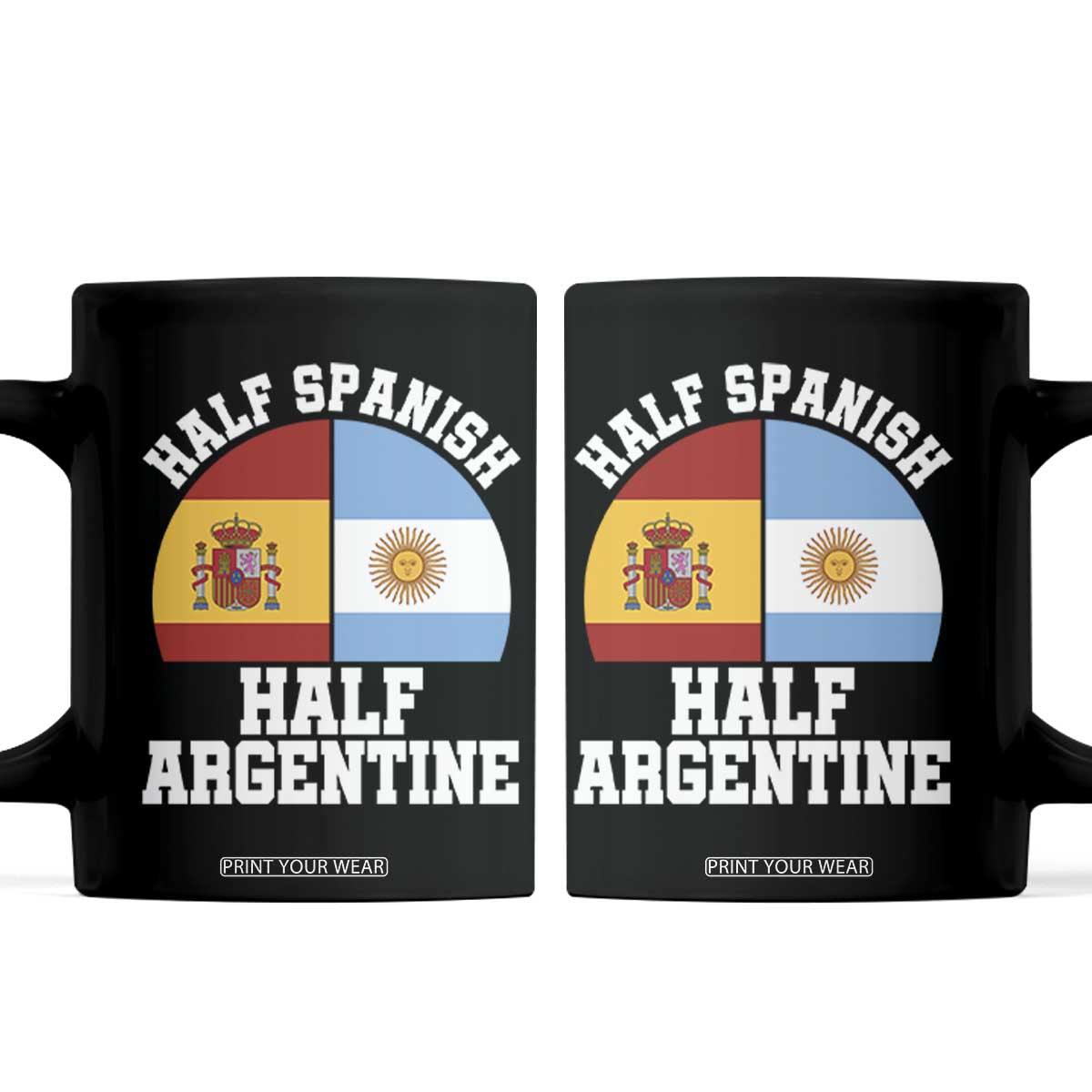 Half Spanish Half Argentine Flag Graphic Coffee Mug Proud Spain Argentina Dual Heritage Pride