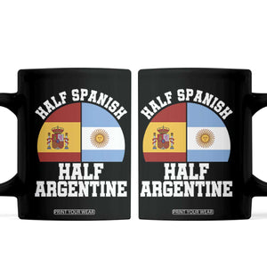 Half Spanish Half Argentine Flag Graphic Coffee Mug Proud Spain Argentina Dual Heritage Pride