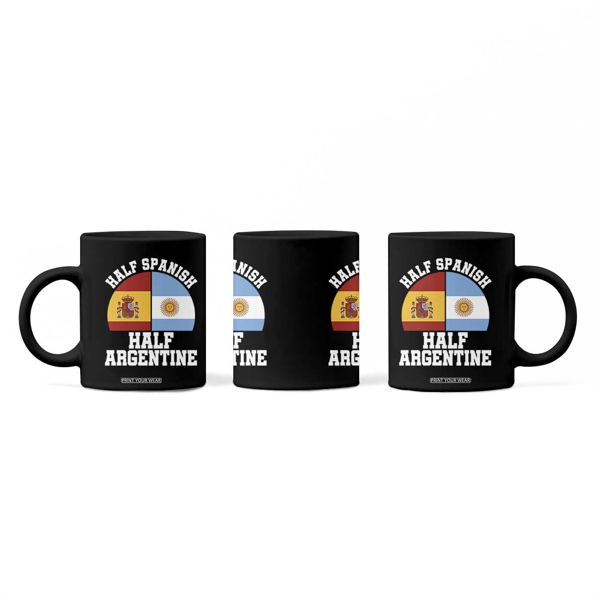 Half Spanish Half Argentine Flag Graphic Coffee Mug Proud Spain Argentina Dual Heritage Pride