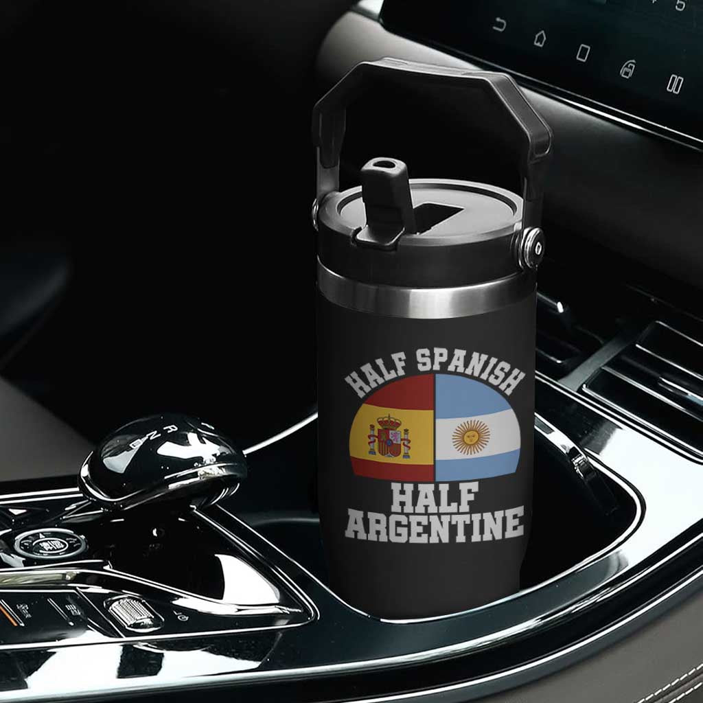 Half Spanish Half Argentine Flag Graphic Flip Straw Tumbler Proud Spain Argentina Dual Heritage Pride