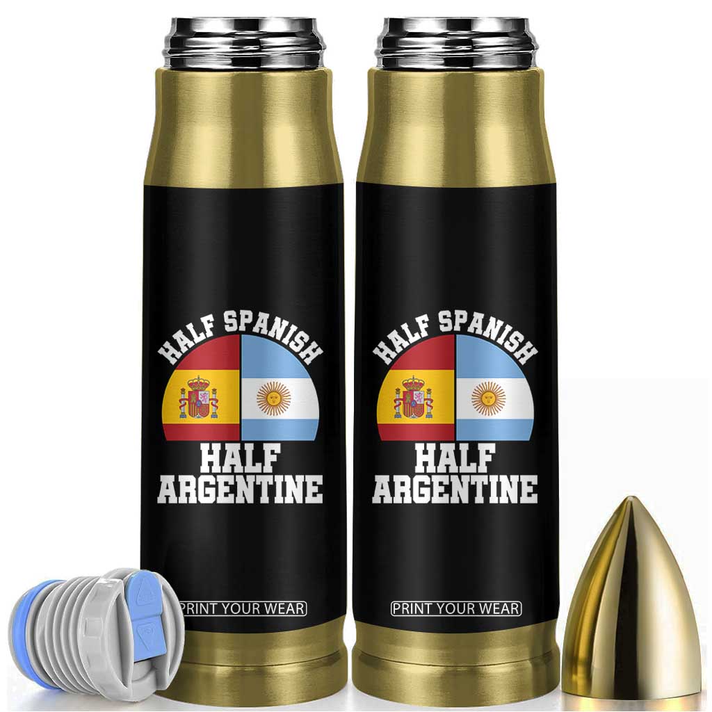 Half Spanish Half Argentine Flag Graphic Bullet Tumbler Proud Spain Argentina Dual Heritage Pride TS02 Black Print Your Wear