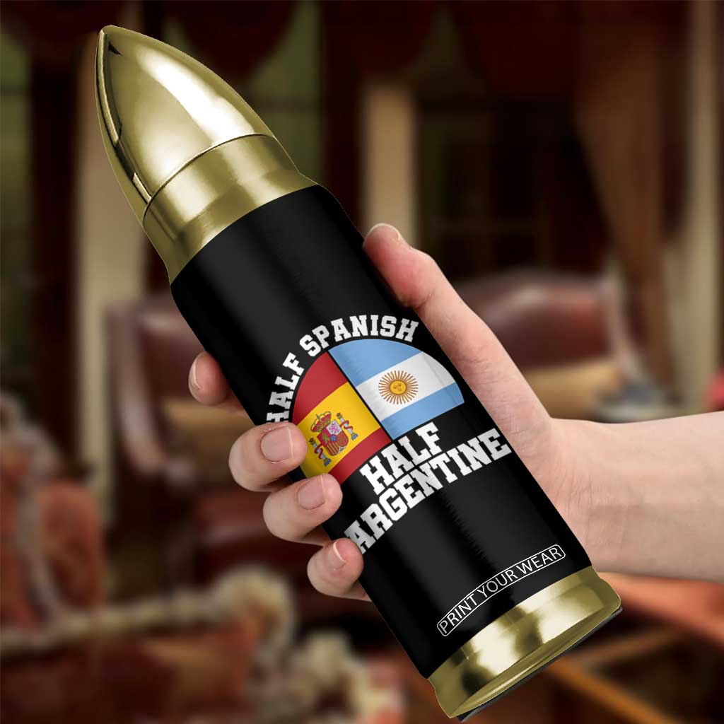 Half Spanish Half Argentine Flag Graphic Bullet Tumbler Proud Spain Argentina Dual Heritage Pride