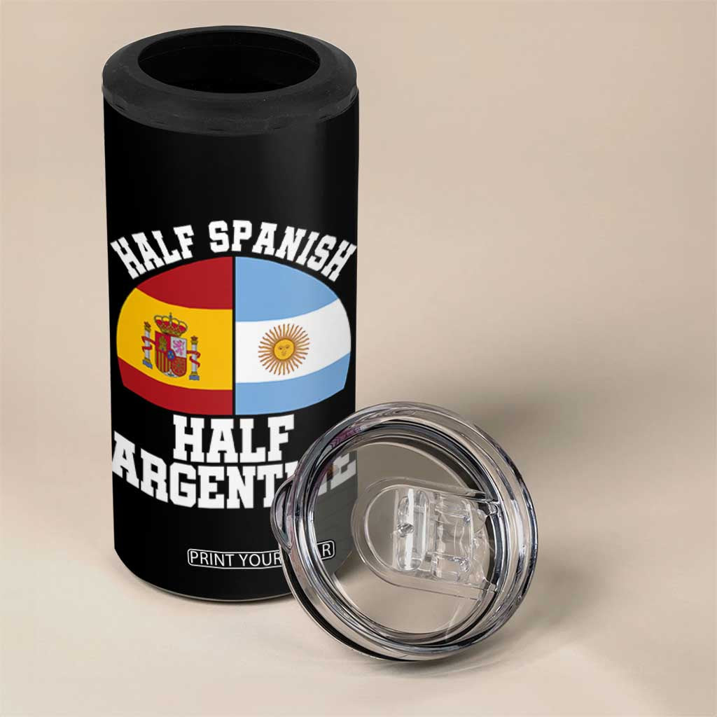 Half Spanish Half Argentine Flag Graphic 4 in 1 Can Cooler Tumbler Proud Spain Argentina Dual Heritage Pride