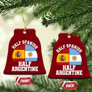 Half Spanish Half Argentine Flag Graphic Ceramic Ornament Proud Spain Argentina Dual Heritage Pride