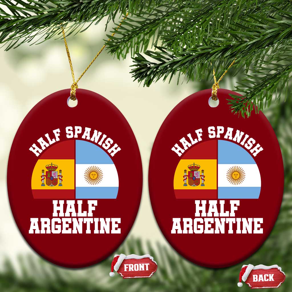 Half Spanish Half Argentine Flag Graphic Ceramic Ornament Proud Spain Argentina Dual Heritage Pride